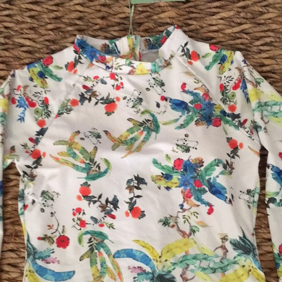 Funny Girl swimsuit/rash guard. NWT. Bright color flowers. Long sleeved. Size S - Picture 2 of 8